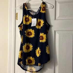 New NWT LuLaRoe Sunflower Tank Top Size XL Navy Blue